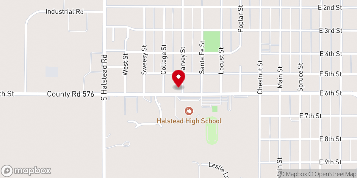 Map showing location of Halstead Baptist Church