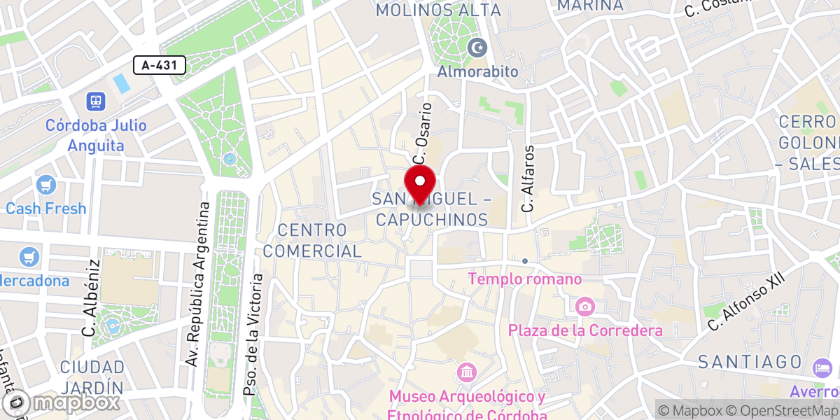 Map showing location of Parroquia de San Miguel Arcángel