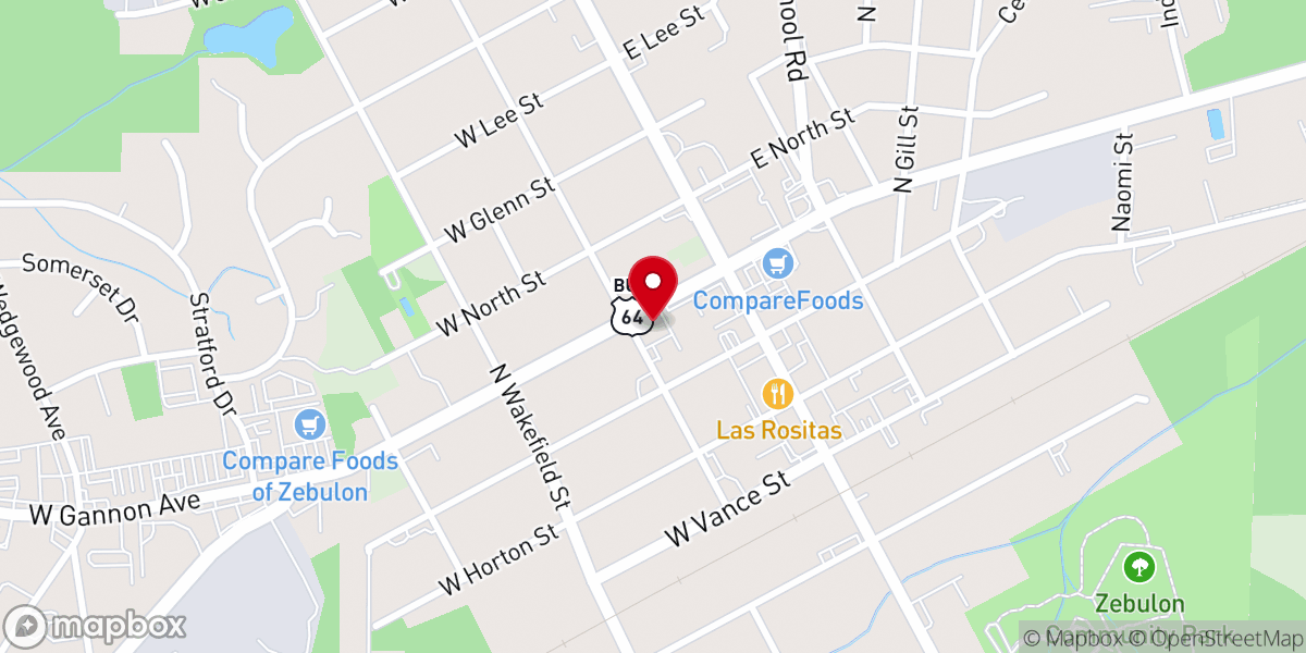 Map showing location of Zebulon United Methodist Church