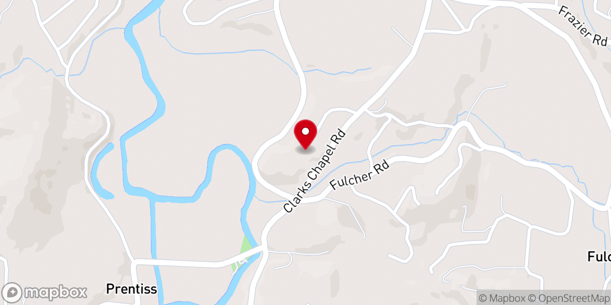 Map showing location of South Macon Baptist Church