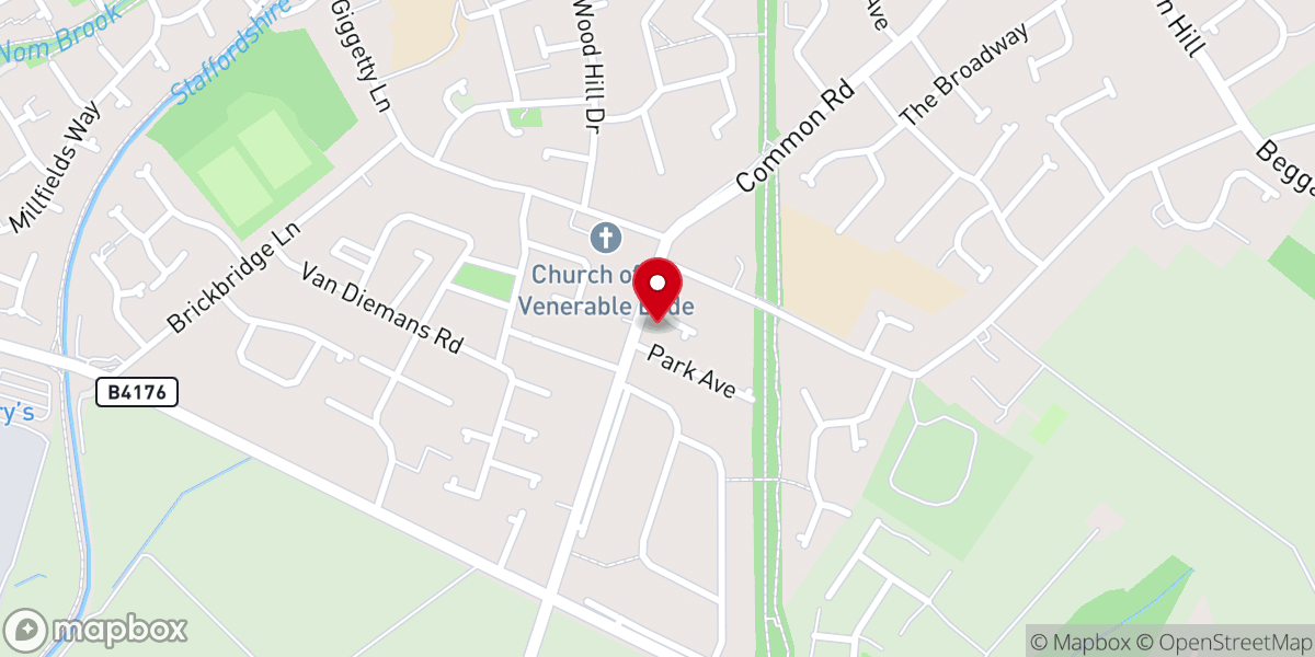 Map showing location of Wombourne Methodist Church