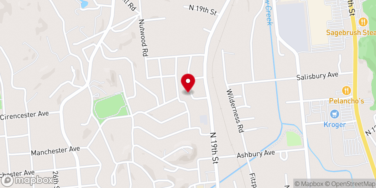 Map showing location of Northside Baptist Church