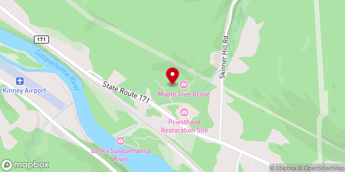 Map showing location of Aaronic Priesthood Restoration Grove - Church History Site