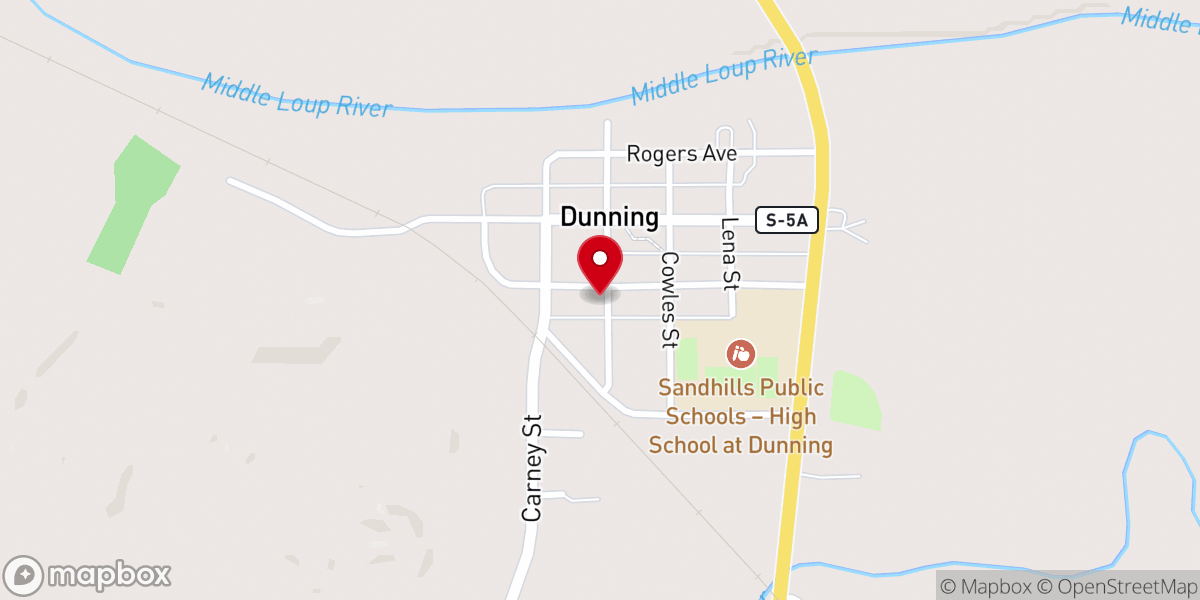 Map showing location of Sandhills Community Church