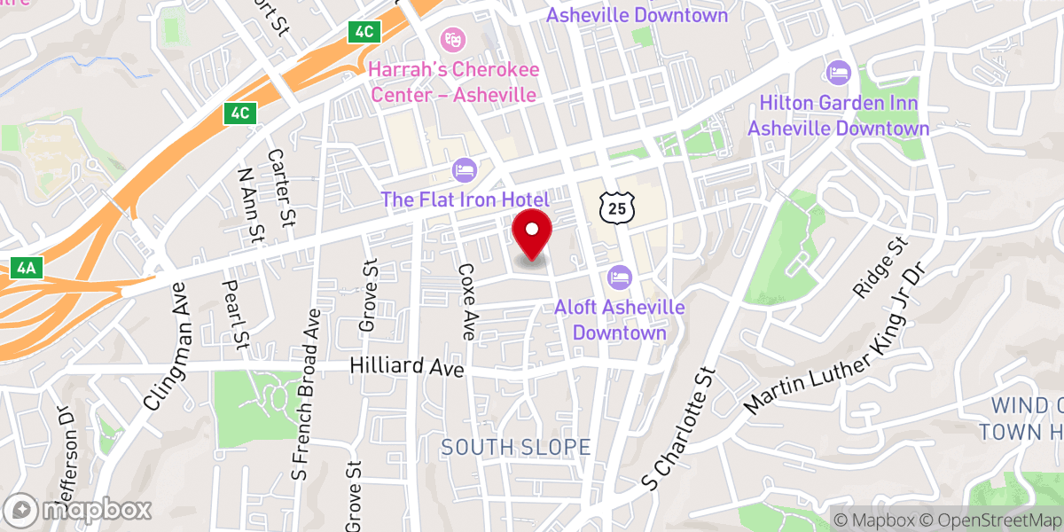 Map showing location of Central United Methodist Church of Asheville