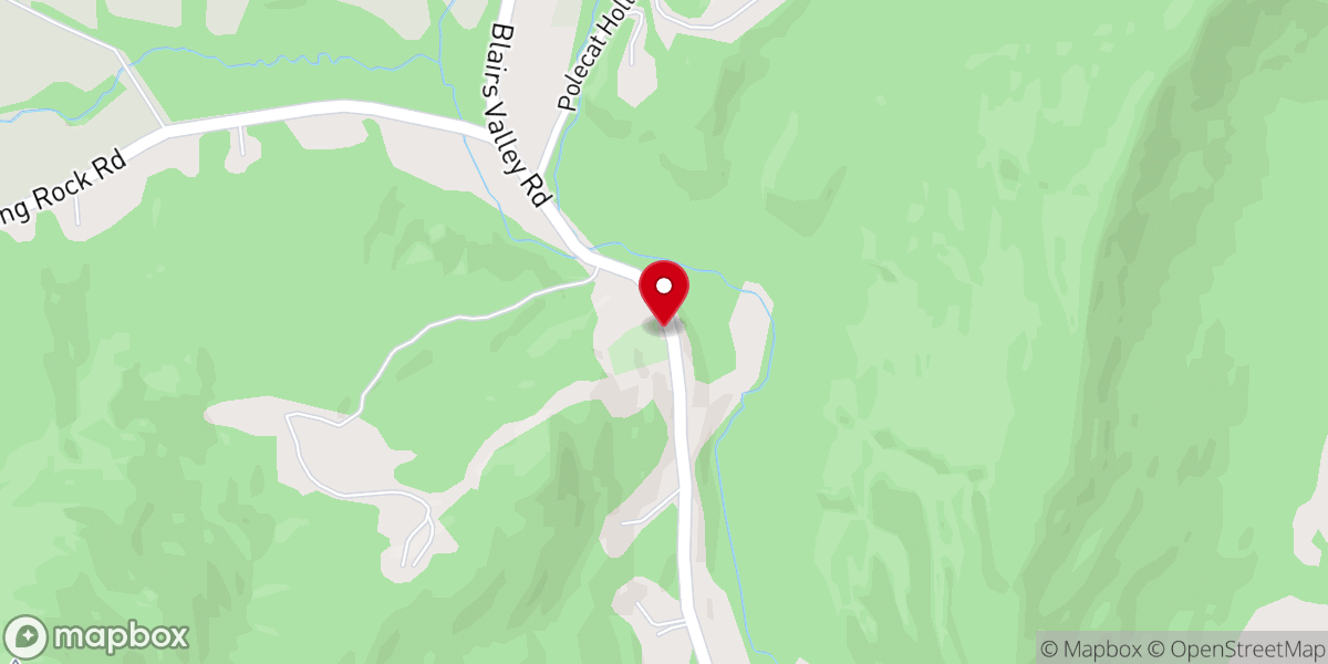 Map showing location of Blairs Valley First Church-God