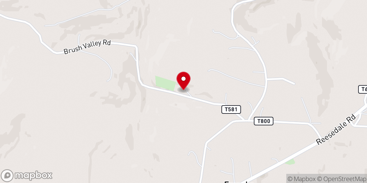 Map showing location of Brush Valley Brethren Church