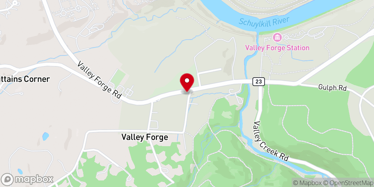 Map showing location of Valley Forge United Methodist Church