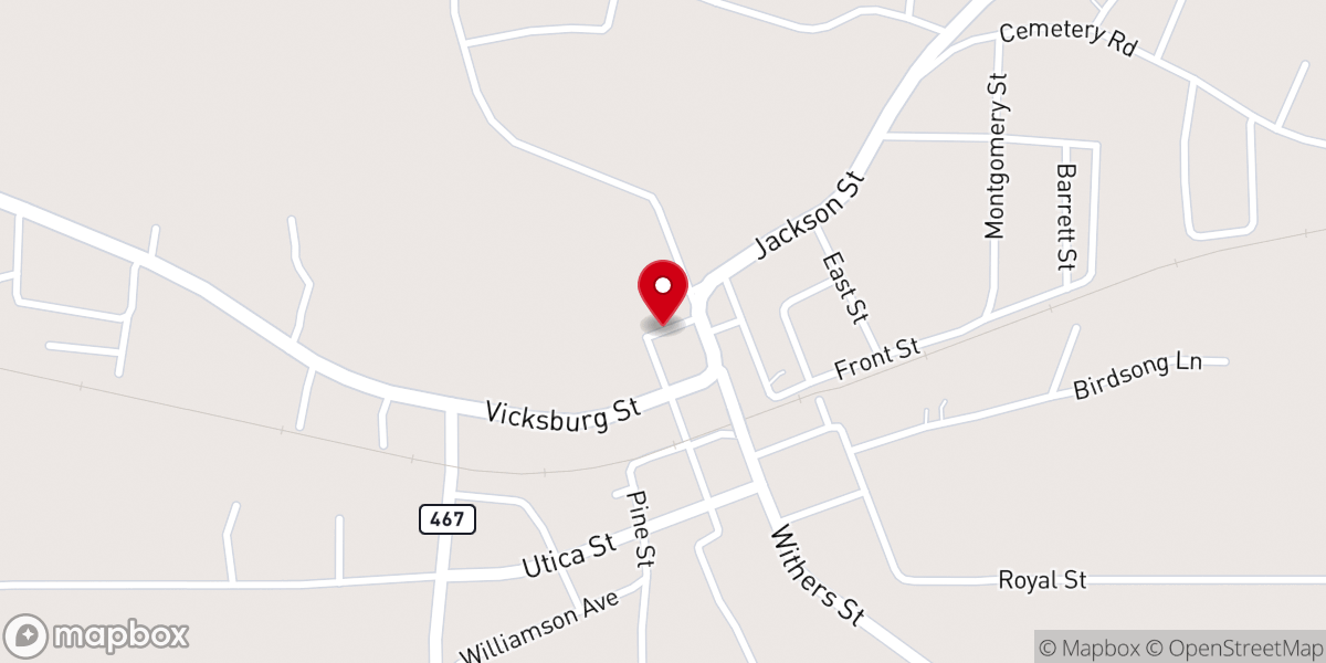 Map showing location of Edwards Presbyterian Church (PCA)