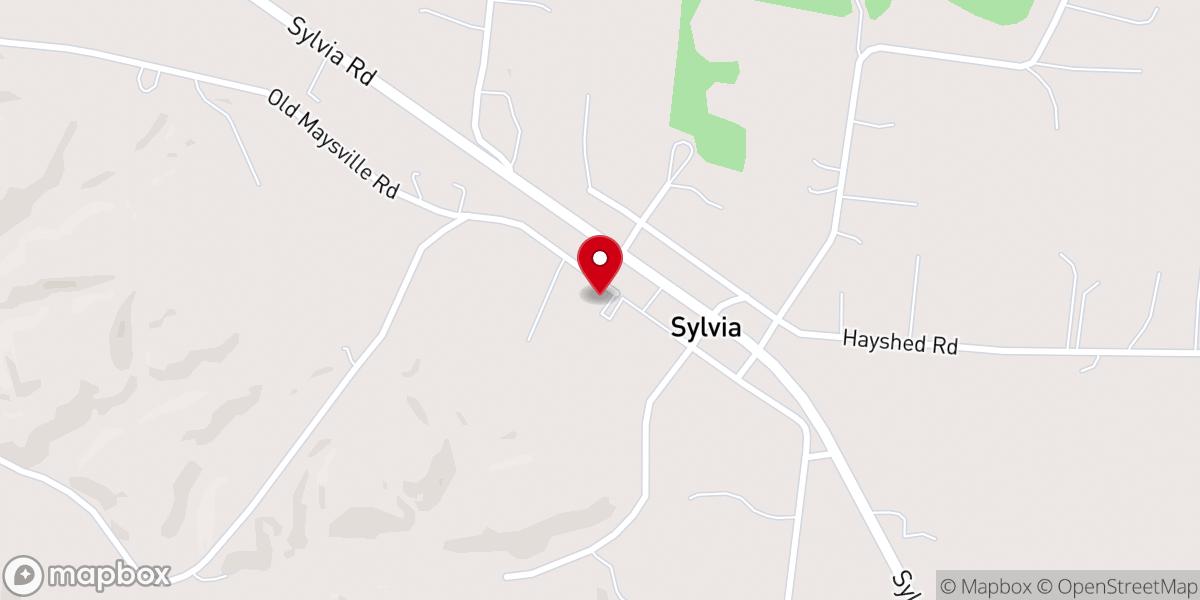 Map showing location of Sylvia Baptist Church