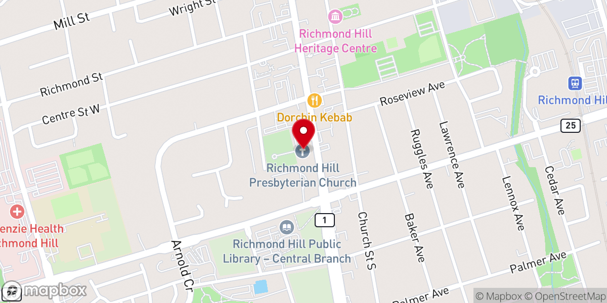Map showing location of Richmond Hill Presbyterian Church