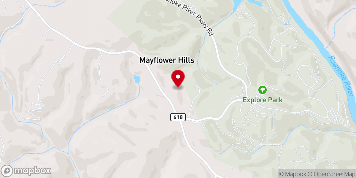 Map showing location of Mayflower Hills Church