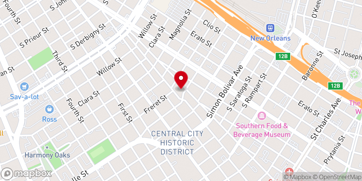 Map showing location of New Hope Baptist Church