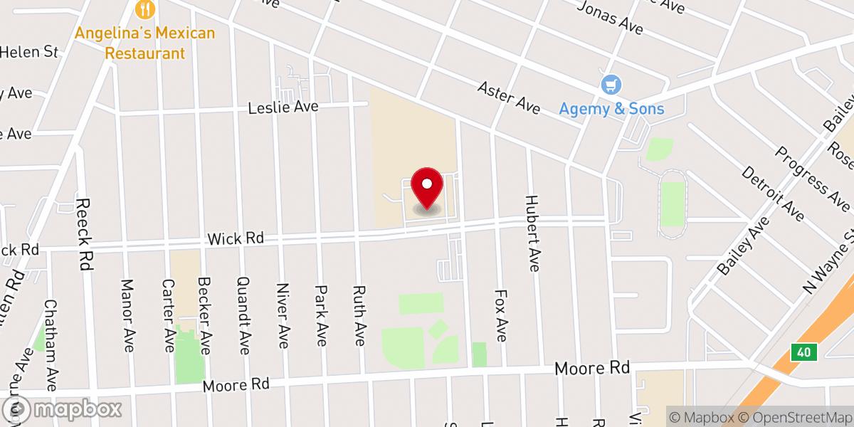 Map showing location of St. Frances Cabrini Catholic Church