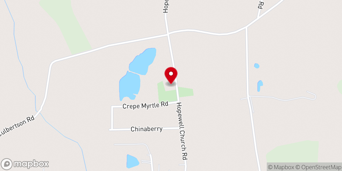 Map showing location of Hopewell Baptist Church