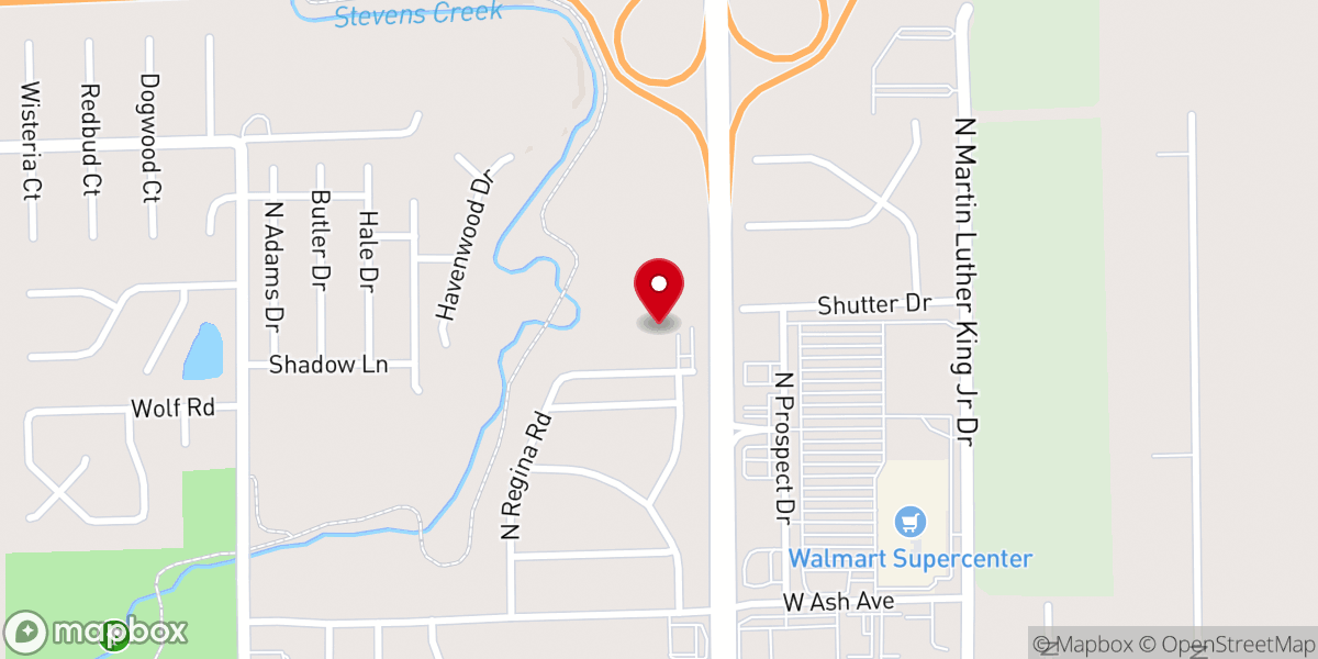 Map showing location of Crestview Christian Church