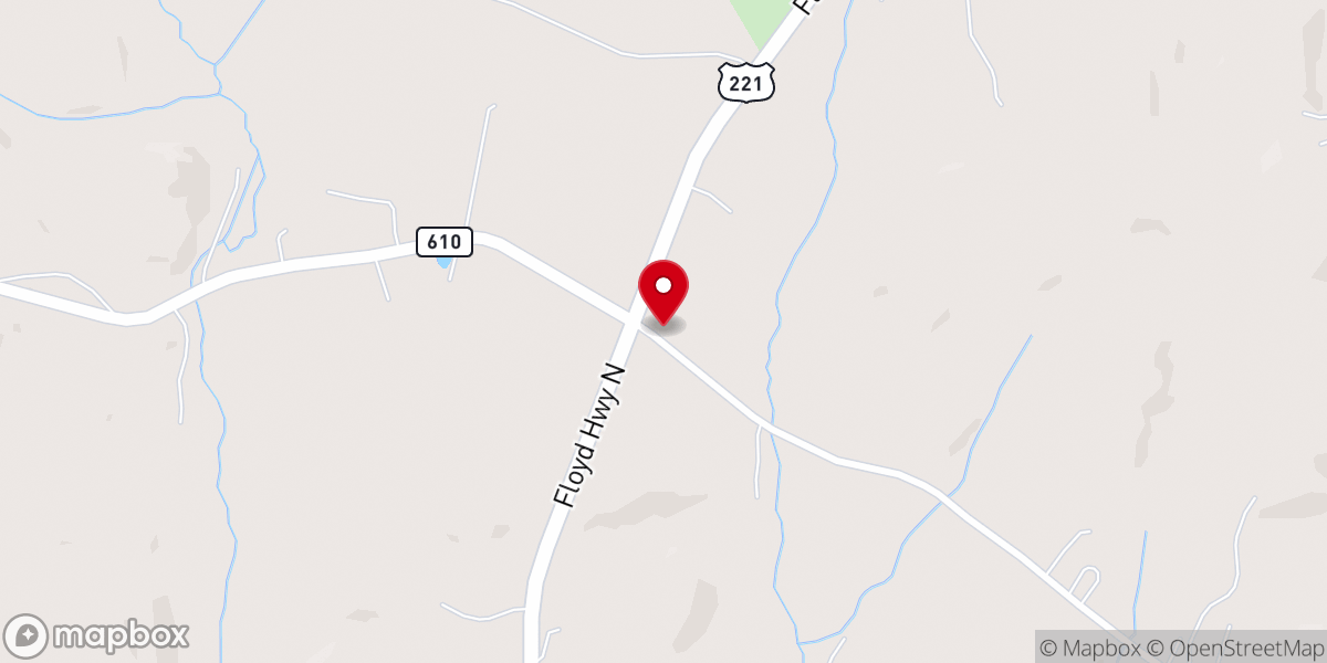 Map showing location of Copper Hill United Methodist Church