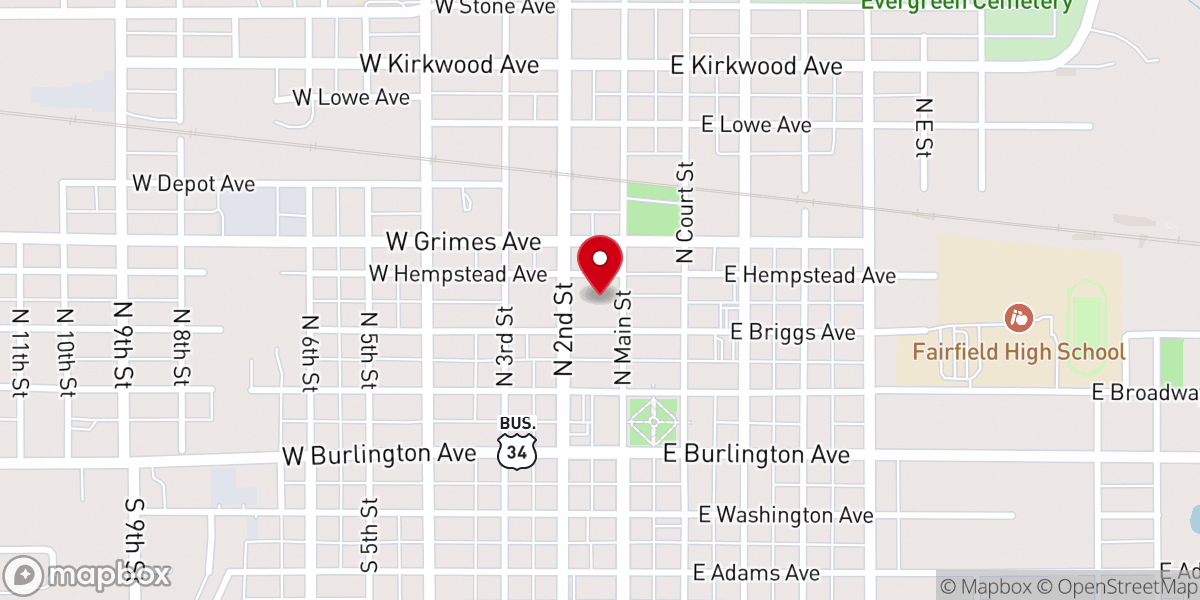 Map showing location of Fairfield Arts & Convention Center