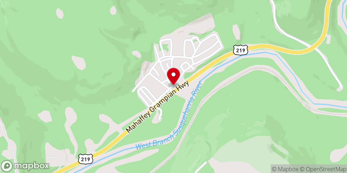 Map showing location of Mahaffey Camp & Conference Center