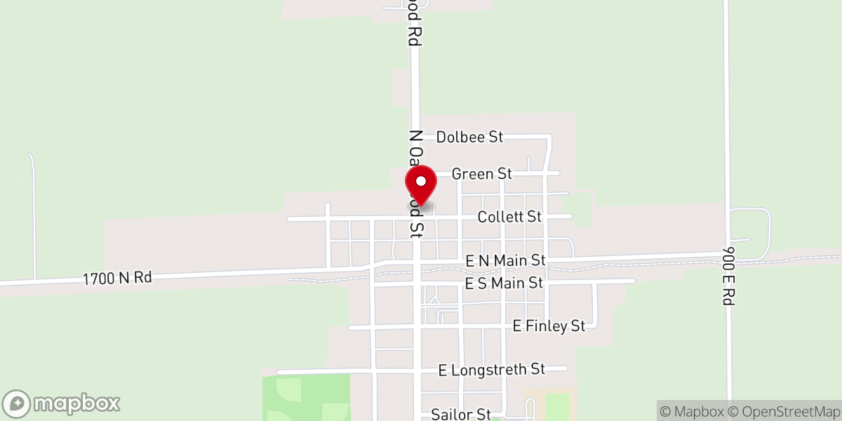 Map showing location of Oakwood United Methodist Church