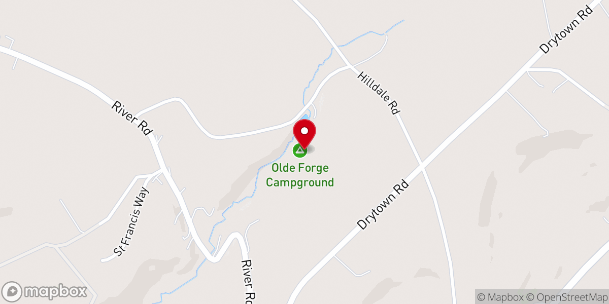 Map showing location of Olde Forge Campground