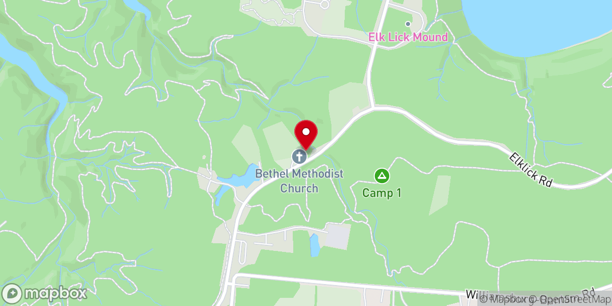 Map showing location of Bethel Church