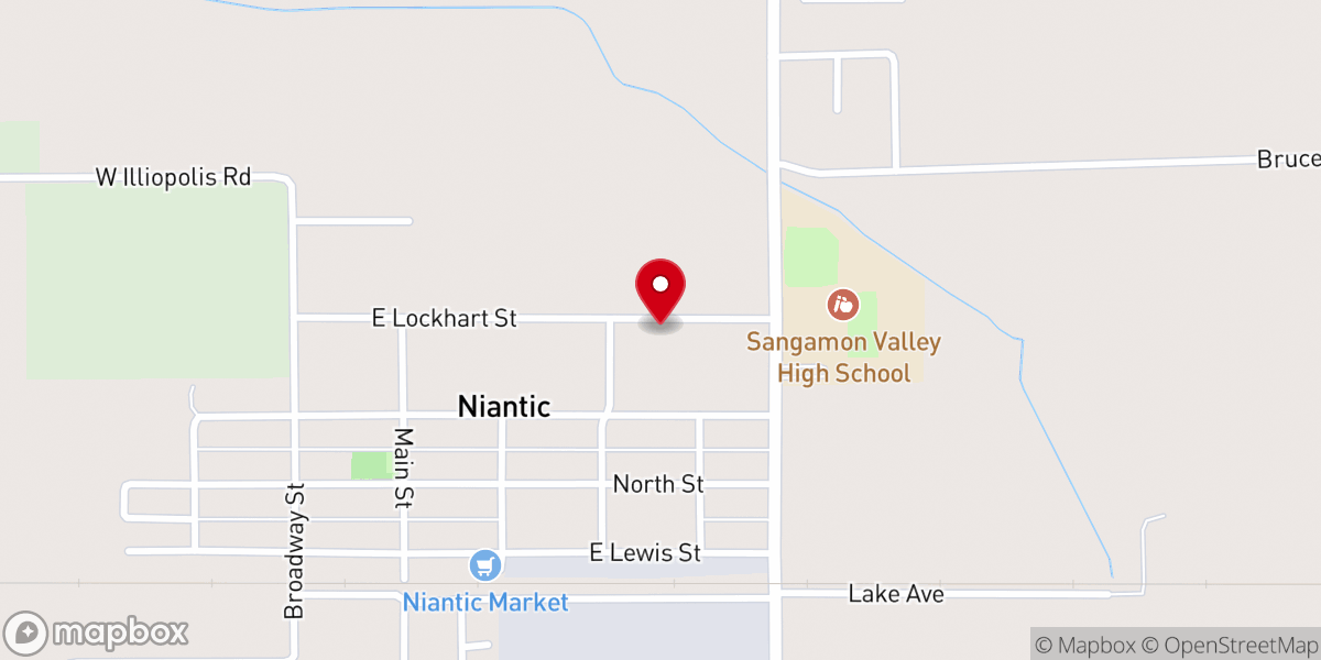 Map showing location of Niantic Village Hall