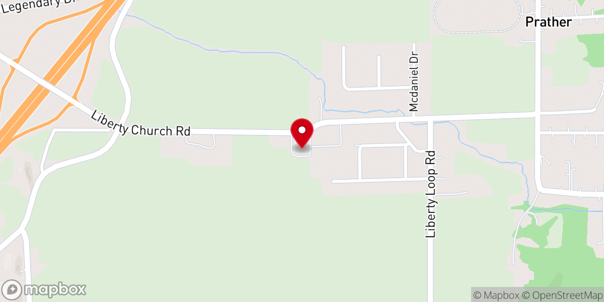 Map showing location of Liberty Christian Church