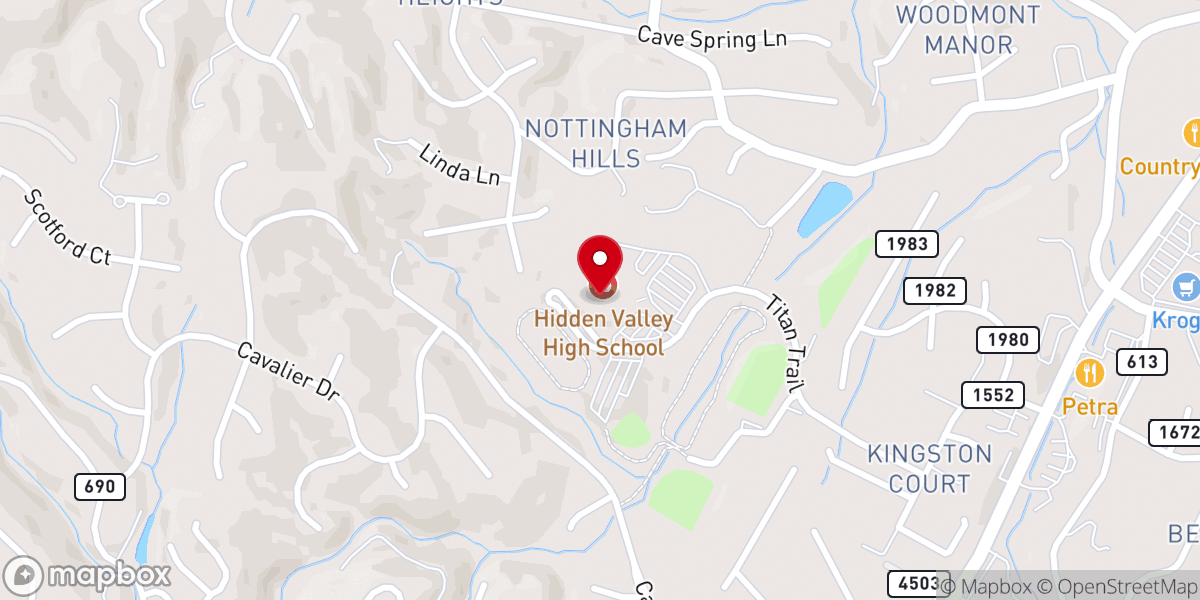 Map showing location of Elevation Church - Roanoke