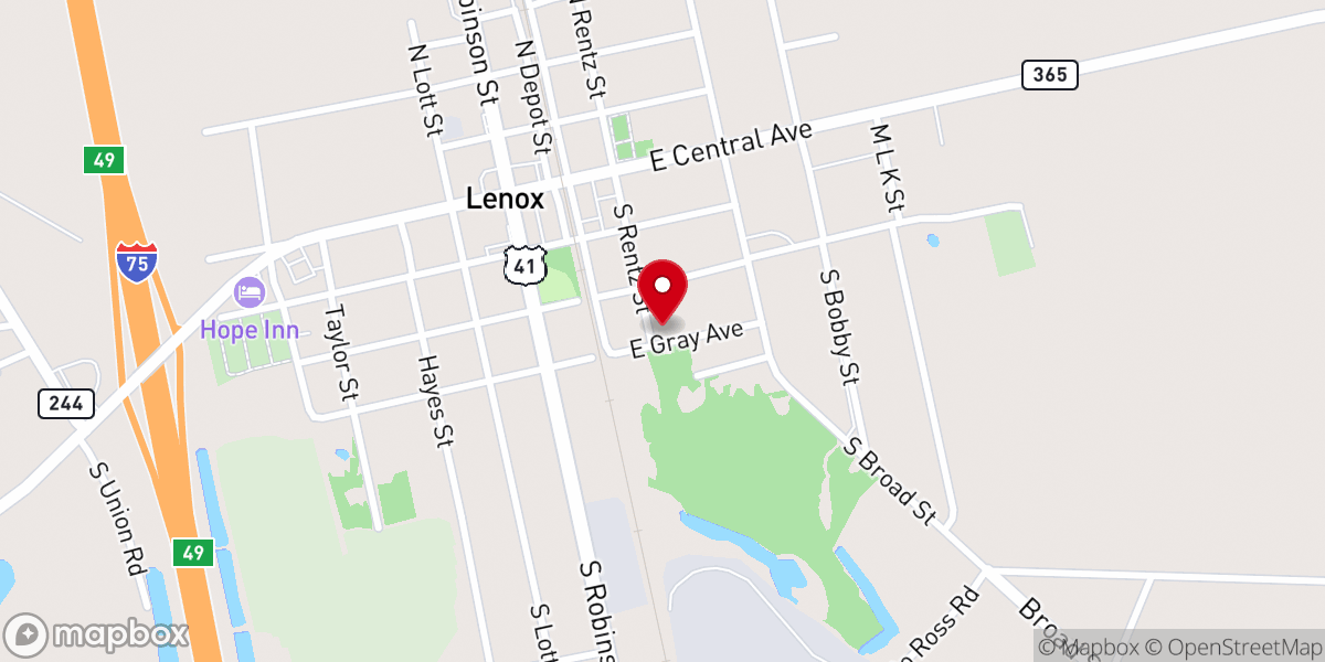 Map showing location of Mt Carmel Holiness Church