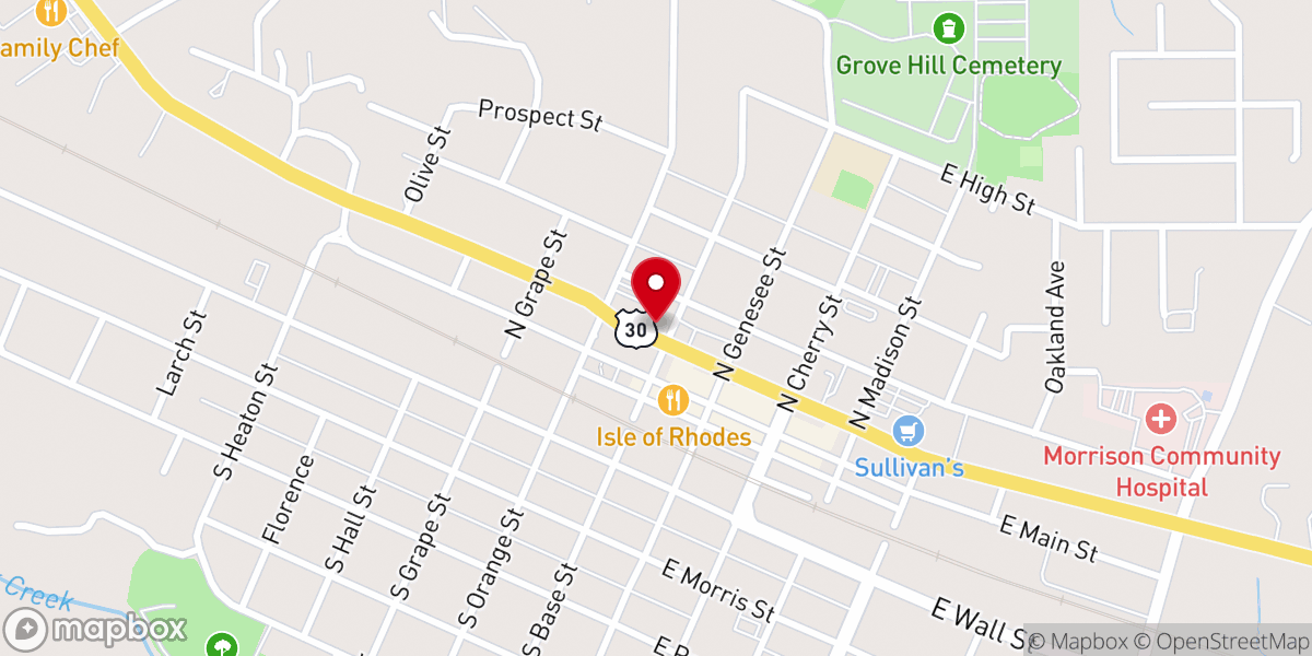 Map showing location of United Methodist Church