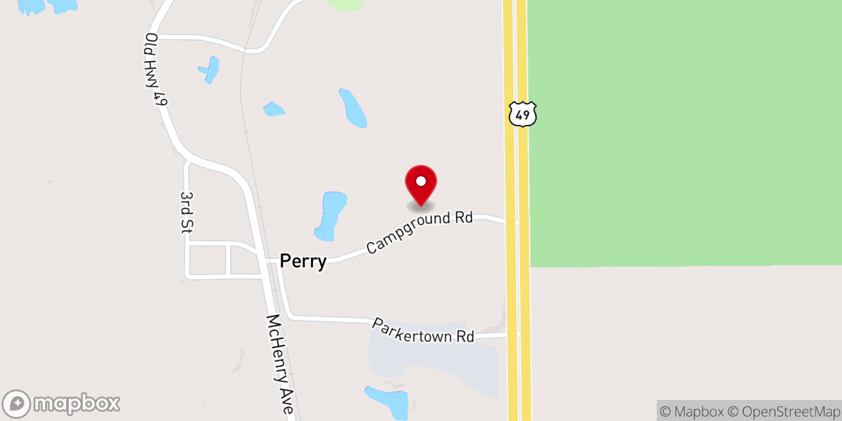 Map showing location of Perryville Baptist Church