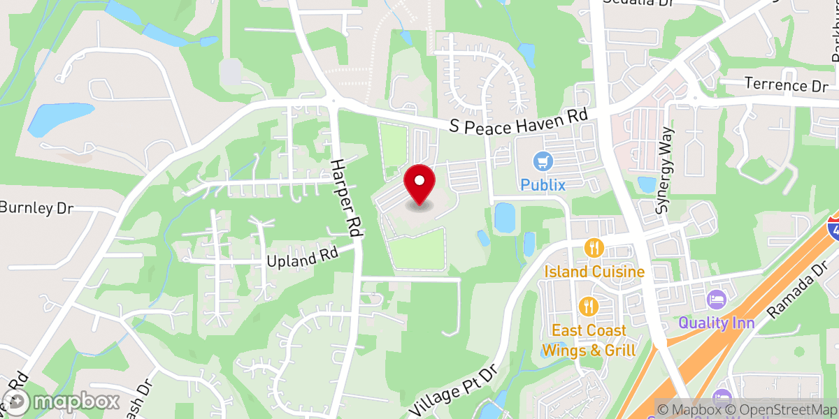 Map showing location of Jerry Long Family YMCA