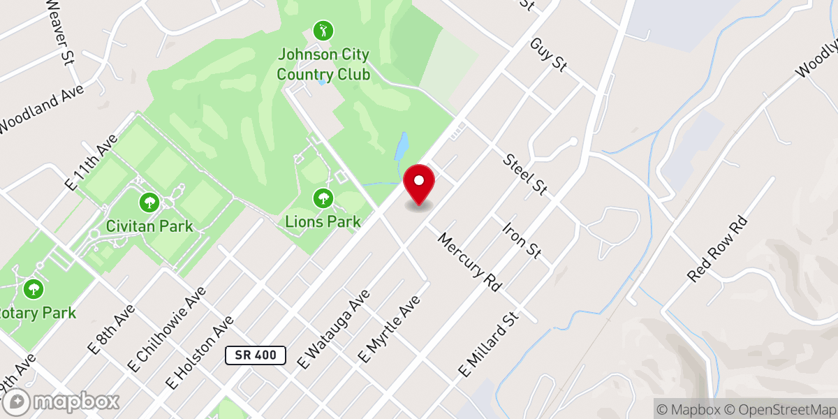 Map showing location of East Watauga Baptist Church