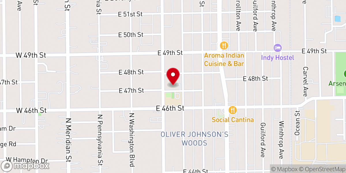 Map showing location of First Meridian Heights Presbyterian Church