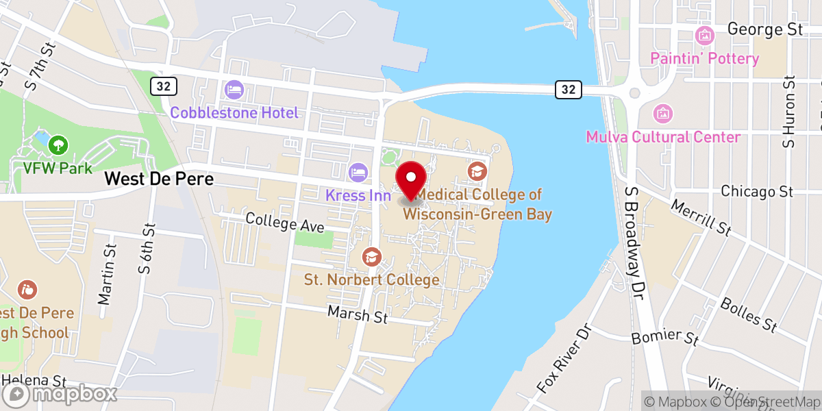 Map showing location of St. Norbert College Parish Office