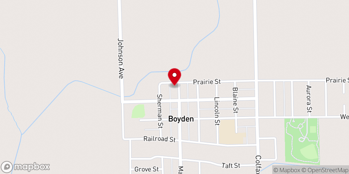 Map showing location of Boyden City Shed