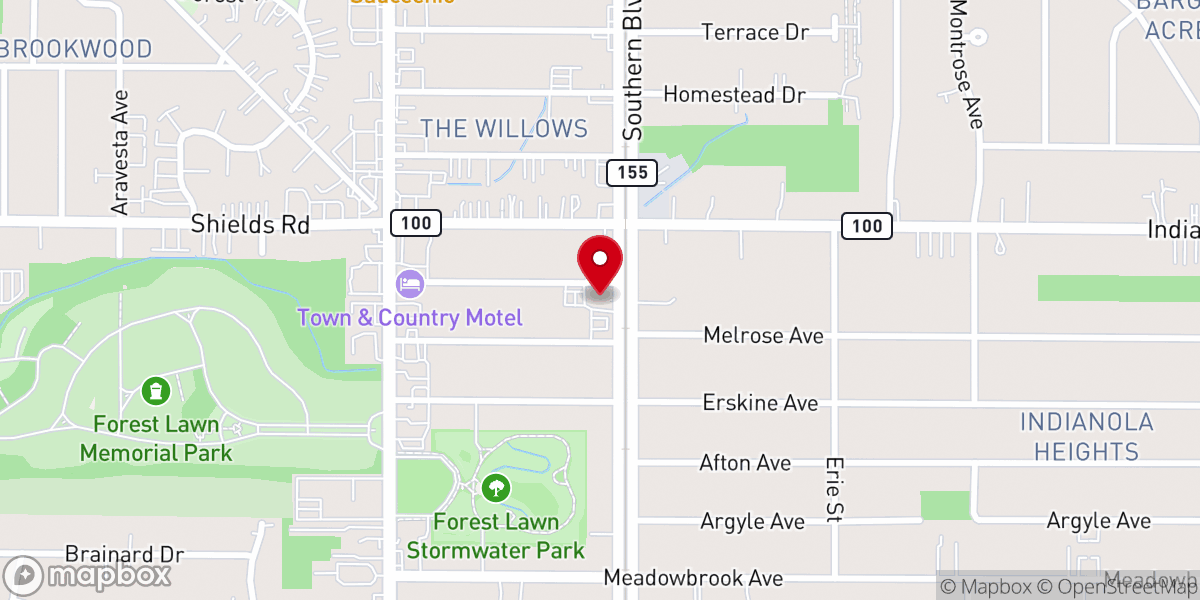 Map showing location of Evangel Baptist Church