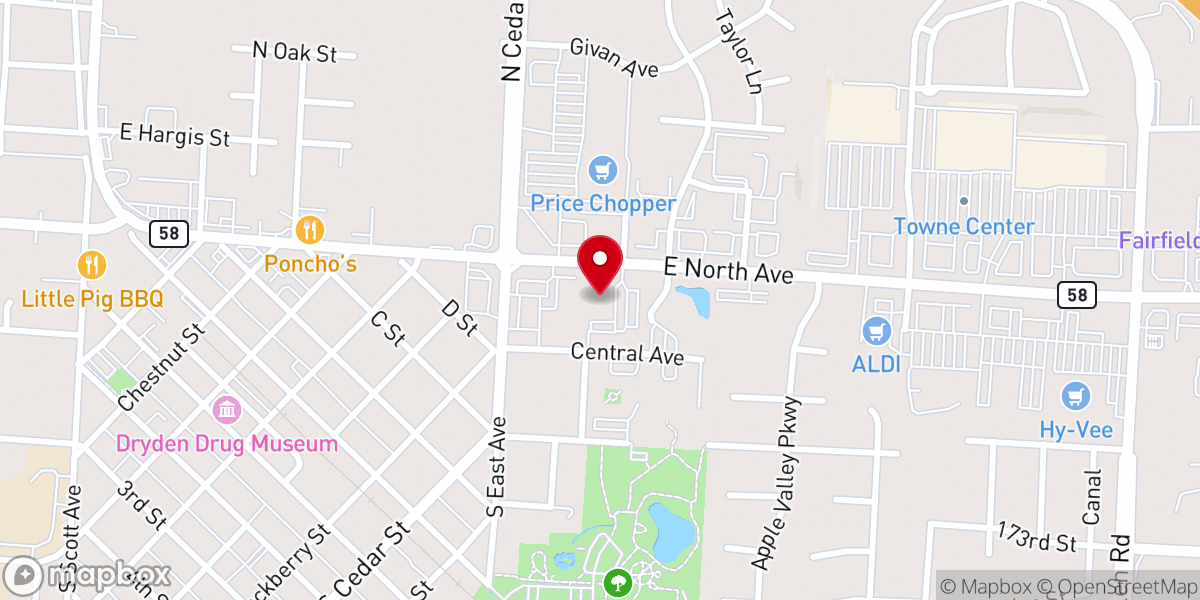 Map showing location of Belton Assembly of God