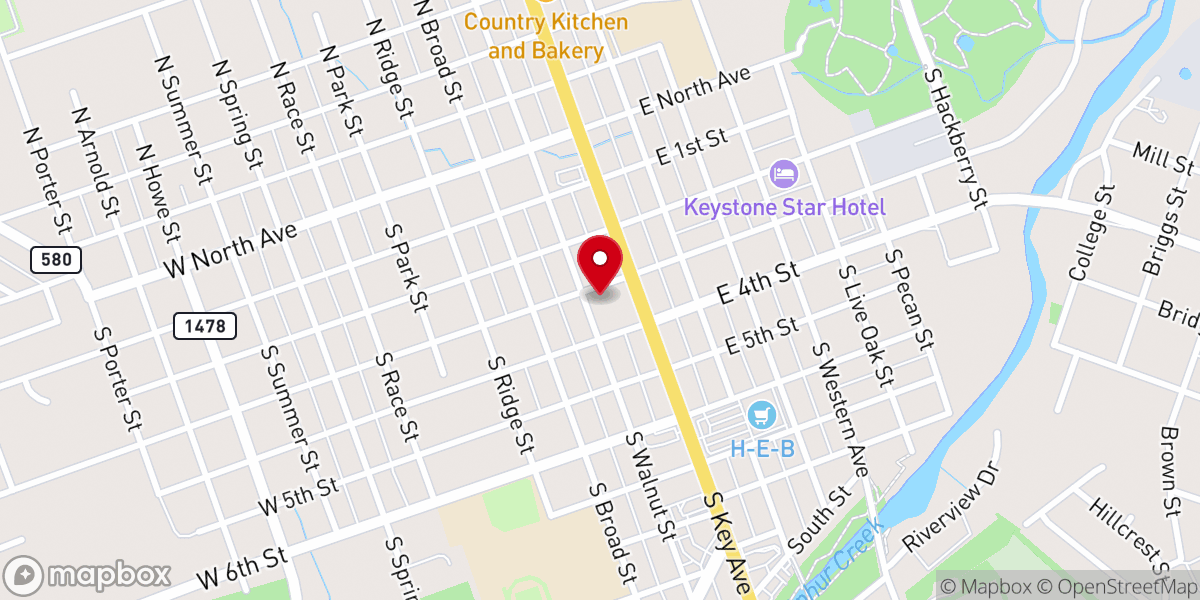 Map showing location of First Baptist Church of Lampasas