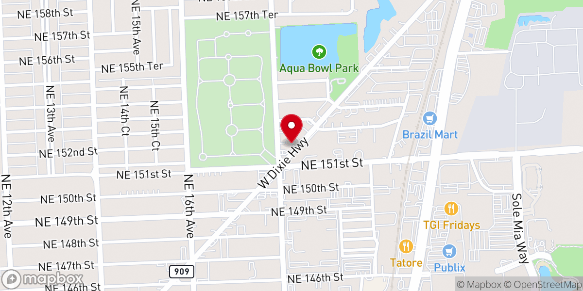 Map showing location of Comunidade Evangélica de Miami