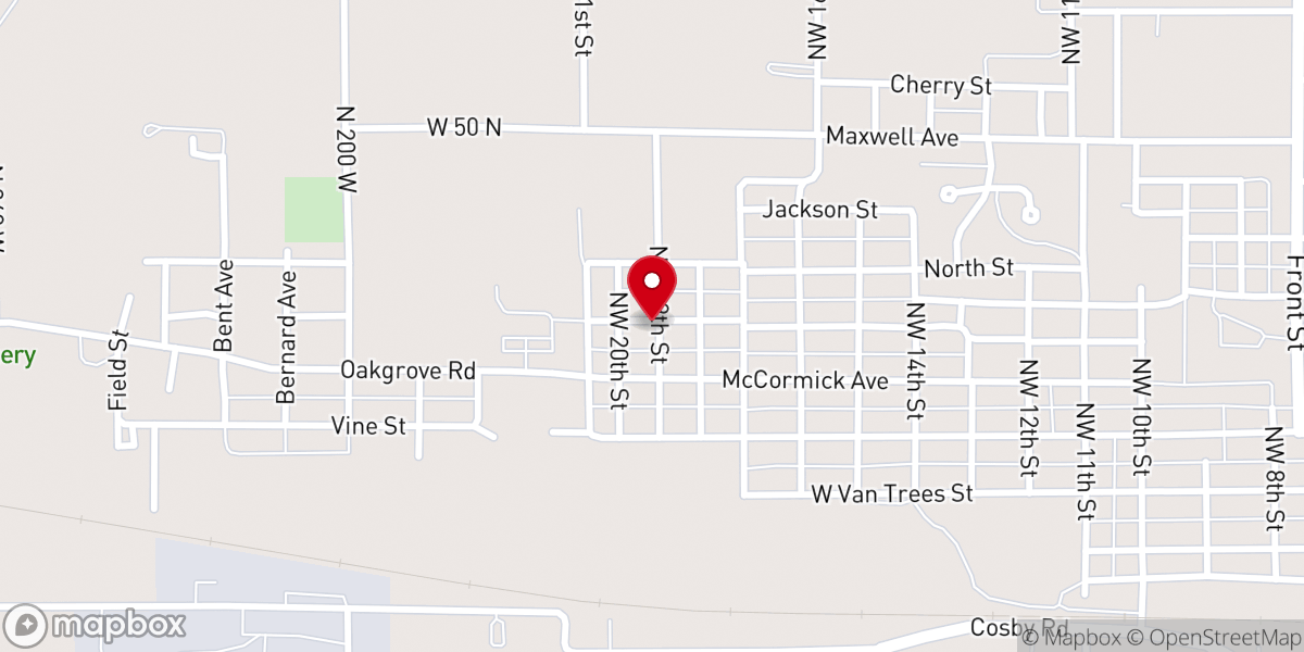 Map showing location of Vincennes Ave Wesleyan Church