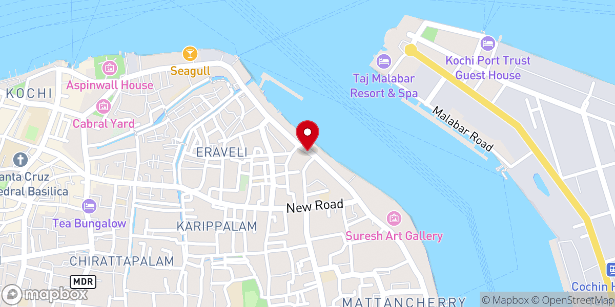 Map showing location of Holy Cross Church Mattancherry (Kuriachante Nada)