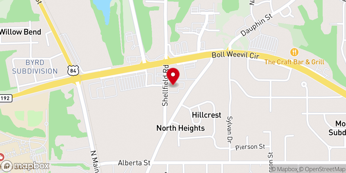 Map showing location of Enterprise Alabama Family History Center