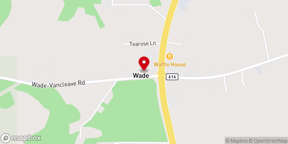 Map showing location of Wade Baptist Church