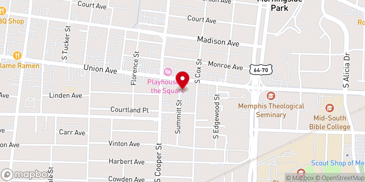 Map showing location of Union Avenue Baptist Church