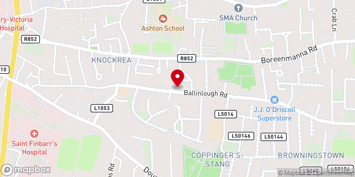 Map showing location of Church of Our Lady of Lourdes, Ballinlough