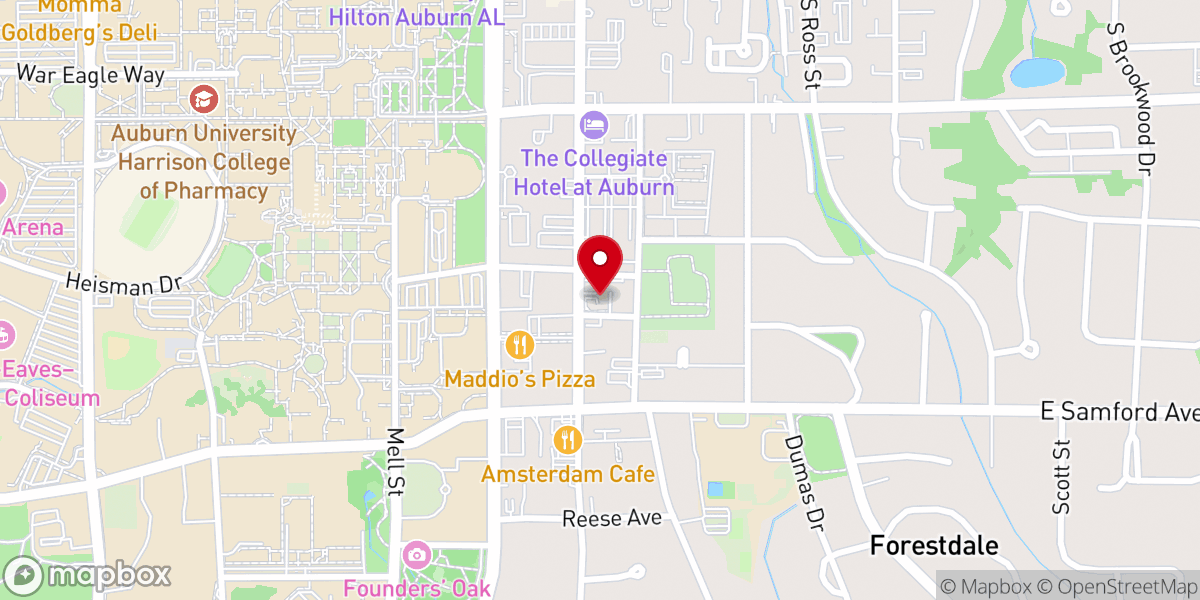 Map showing location of Auburn Christian Fellowship