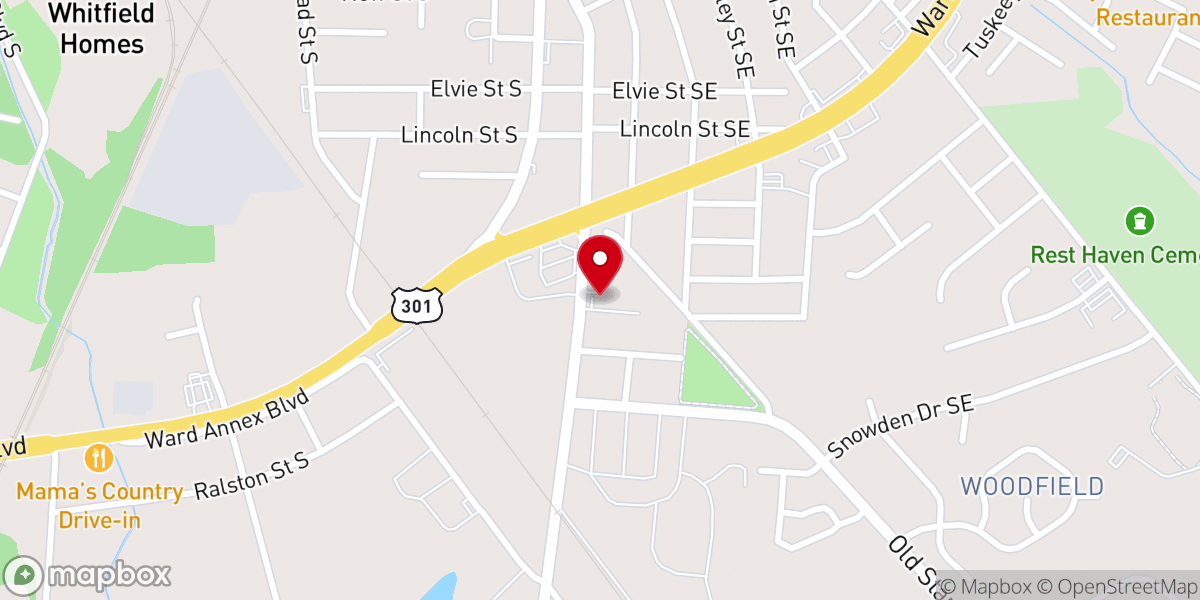 Map showing location of Greater Century Baptist Church