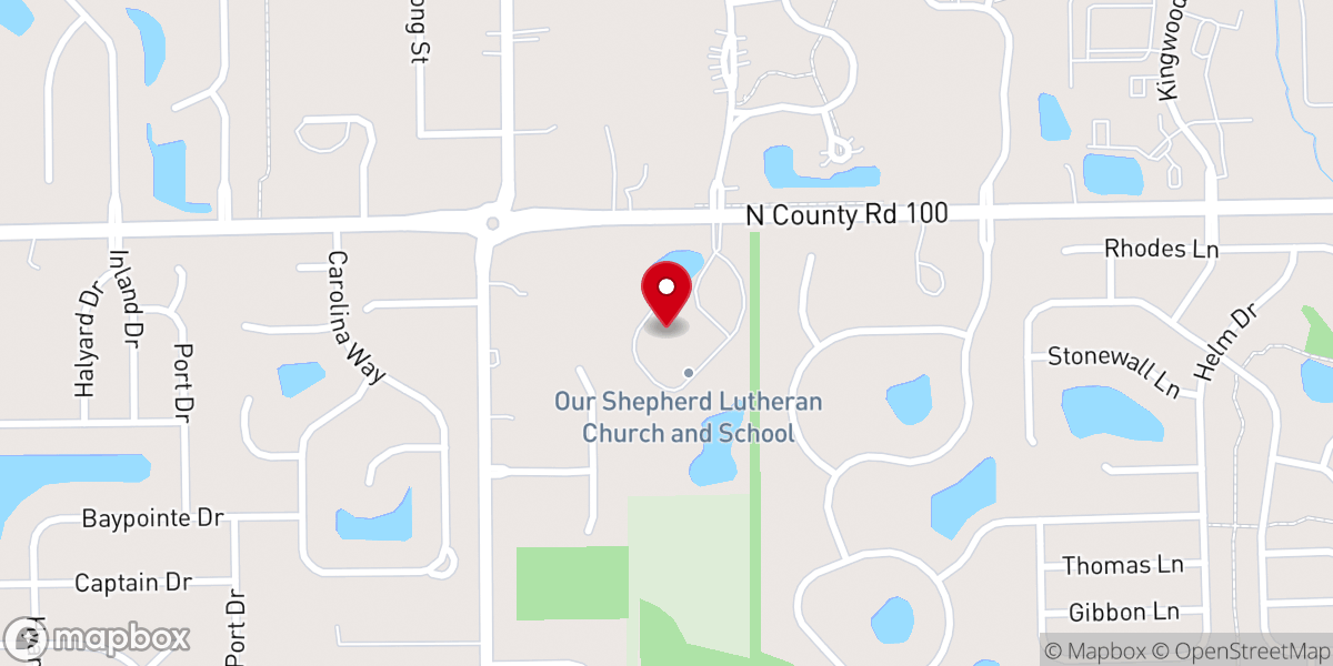 Map showing location of Our Shepherd Lutheran Church - Food Distribution Center
